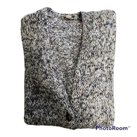 Loft Classic Cardigan Preppy Soft Knit Tweed Button-Up Cozy Sweater Womens Sz S - Picture 2 of 8